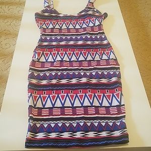 American Apparel aztec tank dress black red blue